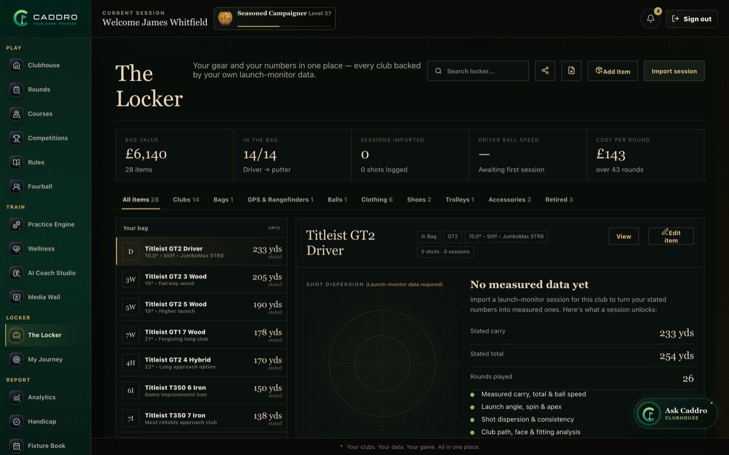 The Locker — your golf bag, measured